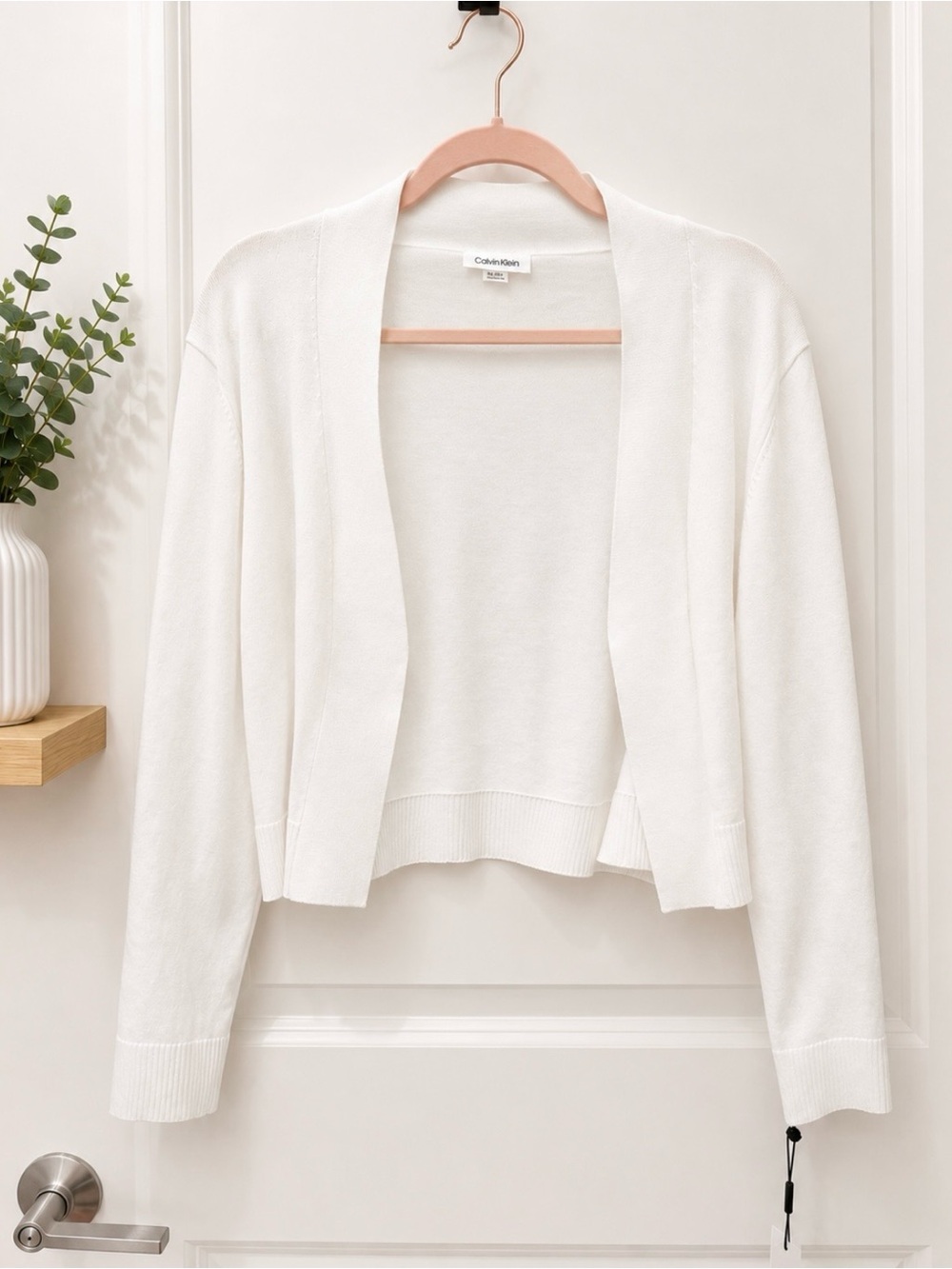 NWT Calvin Klein Women's White Open-Front Cardigan Sweater XL
